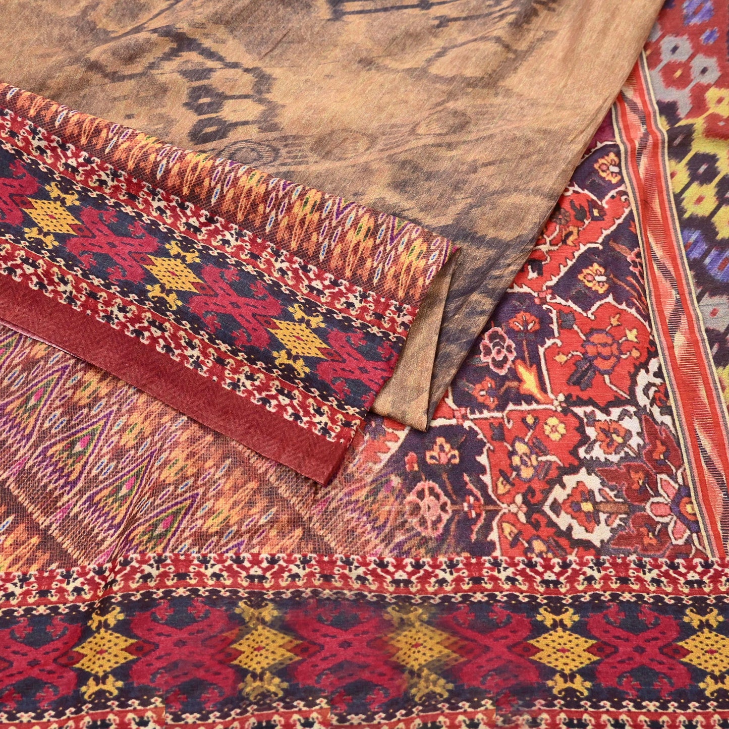 Vintage Multi Saree Artificial Silk Digital Printed Sari Sewing 6yd Craft Fabric Soft Floral Crafting Dress Making Crafting Quilting Upcycle