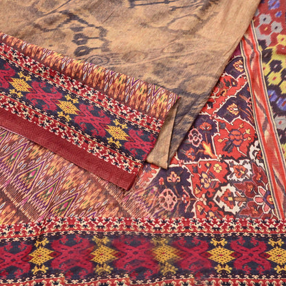 Vintage Multi Saree Artificial Silk Digital Printed Sari Sewing 6yd Craft Fabric Soft Floral Crafting Dress Making Crafting Quilting Upcycle