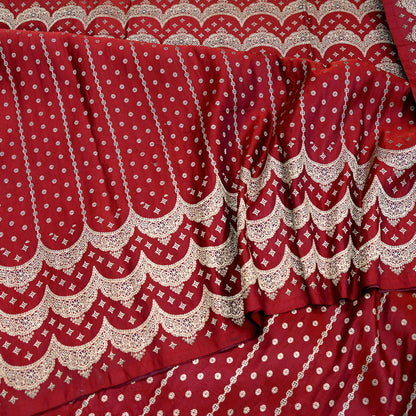 Indian Vintage Heavy Bridal Sari Maroon Pure Satin Silk Woven Banarasi Sarees Zari 5Yd Wedding Dress making Crafting Craft Fabric Quilting