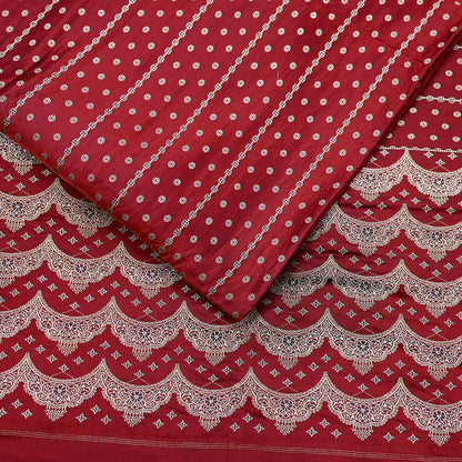 Indian Vintage Heavy Bridal Sari Maroon Pure Satin Silk Woven Banarasi Sarees Zari 5Yd Wedding Dress making Crafting Craft Fabric Quilting