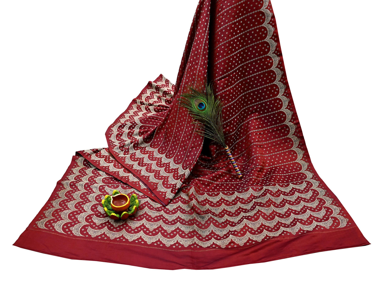 Indian Vintage Heavy Bridal Sari Maroon Pure Satin Silk Woven Banarasi Sarees Zari 5Yd Wedding Dress making Crafting Craft Fabric Quilting