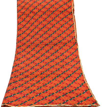Indian Vintage Orange Heavy Wedding Dupatta Long Stole Pure Crepe silk Hand Embroidered Bagh Phulkari Stole Scarves