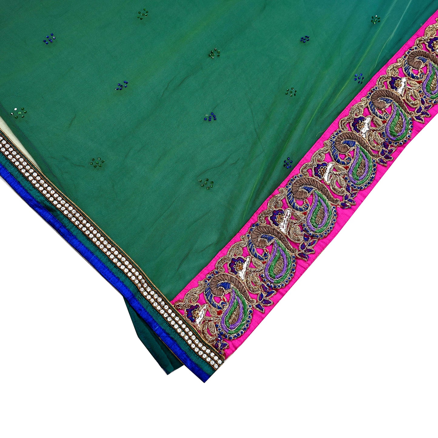 Indian Vintage Heavy Sari Multi Net/Mesh Embroidered Sarees Fabric 6Yd Sewing Soft Green Sequins Floral Zari Bridal/wedding Saris