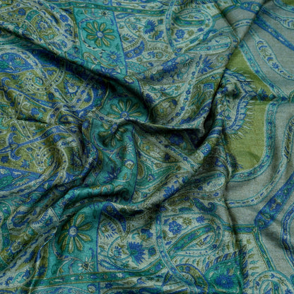 Indian Vintage Long Stole Pure Woolen Scarf Printed Dupatta Infinity Scarves Sarong Wrap Veil Woman Hijab Craft Fabric Fringes