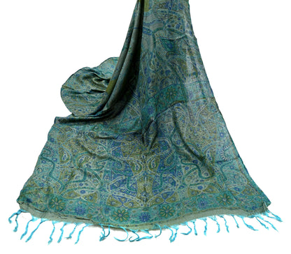 Indian Vintage Long Stole Pure Woolen Scarf Printed Dupatta Infinity Scarves Sarong Wrap Veil Woman Hijab Craft Fabric Fringes