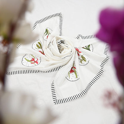 Indian Vintage White Dupatta Long Stole Embroidery Chanderi Scarves Veil