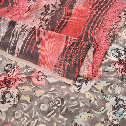 Indian Women Vintage Multi Sarees 100% Pure Georgette Silk Printed Sari Sewing 5yd Soft Craft Floral Design Wrap Boho Dress Making