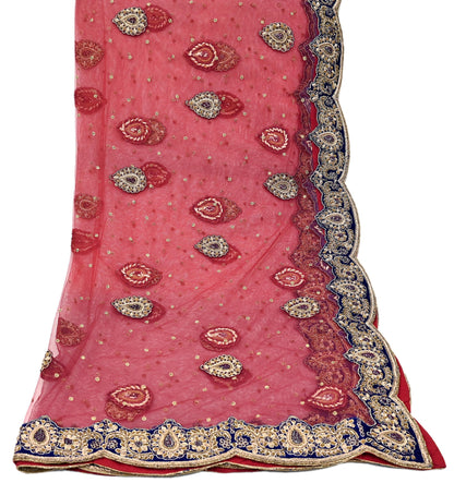 Indian Heavy Red Colored Raw Silk/Net Hand Embroidered Lehenga 3pcs Set By Designer Sabyasachi Bridal Wear