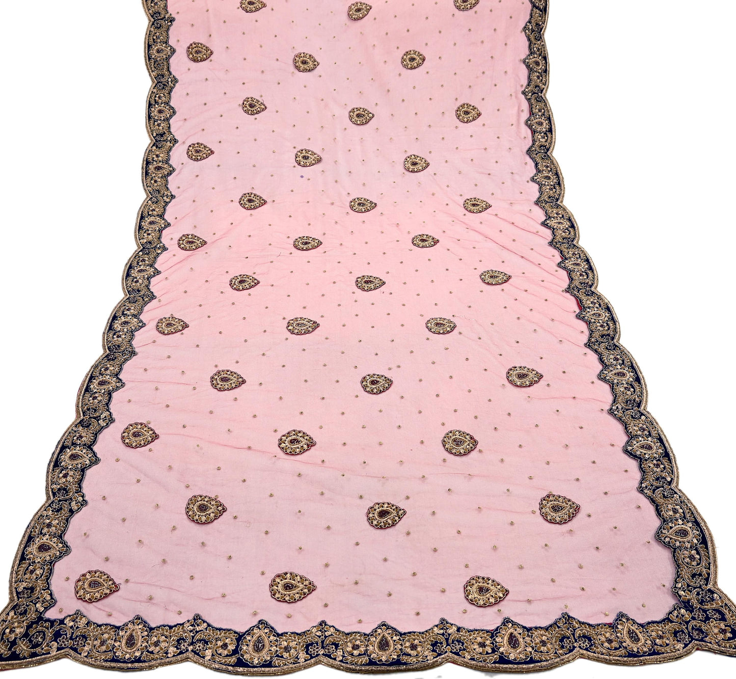 Indian Heavy Wedding Dupatta Maroon Net Long Stole Hand Embroidered By Designer Sabyasachi Scarves Zardozi Bridal Veil