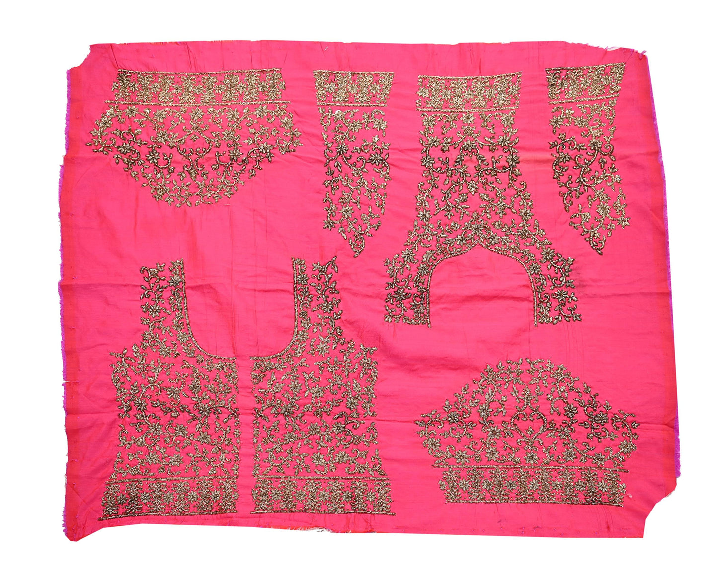 Indian party wear Rani Pink & Peach Net Raw silk Hand Embroidered Semi Stitched Lehenga Set of 3pcs Bollywood style wedding wear