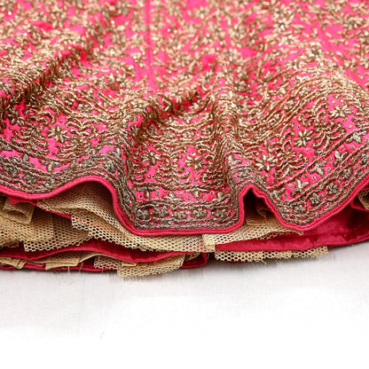 Indian Heavy Pink Hand Embroidered Semi stitched Lehenga/Skirt Bridal Wear Zardozi/ Dabka Bollywood skirt Party wear