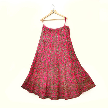 Indian Heavy Pink Hand Embroidered Semi stitched Lehenga/Skirt Bridal Wear Zardozi/ Dabka Bollywood skirt Party wear