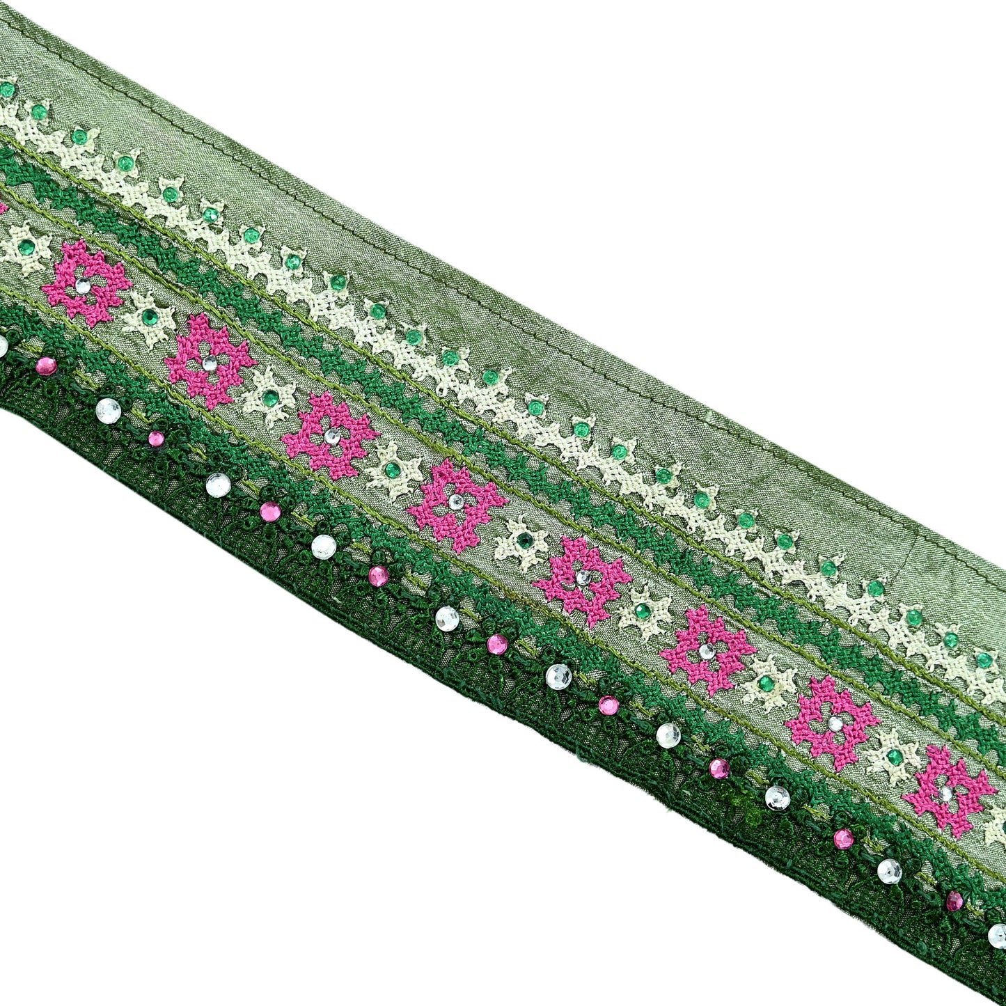 Indian Vintage Sari Border Pure Silk Hand Embroidered crosia 1yd Craft Trim Lace Sewing Sari Ribbon Recycled Dress making Crafting Quilting
