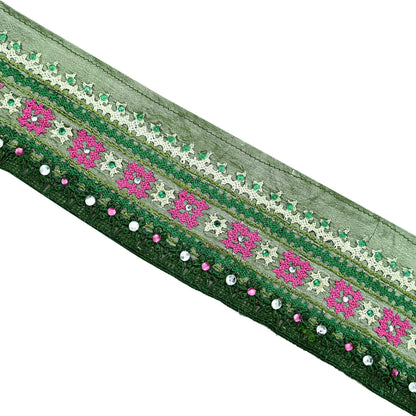 Indian Vintage Sari Border Pure Silk Hand Embroidered crosia 1yd Craft Trim Lace Sewing Sari Ribbon Recycled Dress making Crafting Quilting
