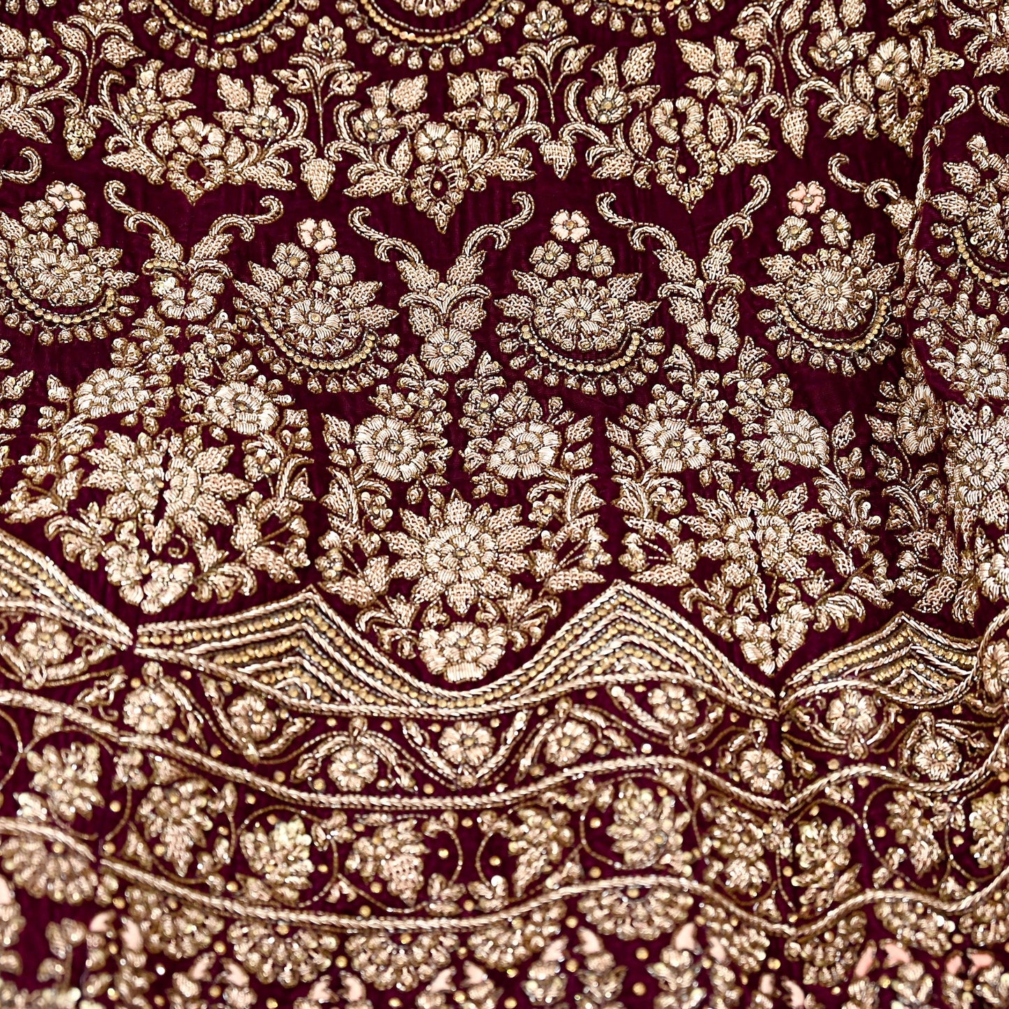 Indian party wear Beige & wine Net Velvet Hand Embroidered Semi Stitched Lehenga Set of 2pcs Bollywood style wedding wear