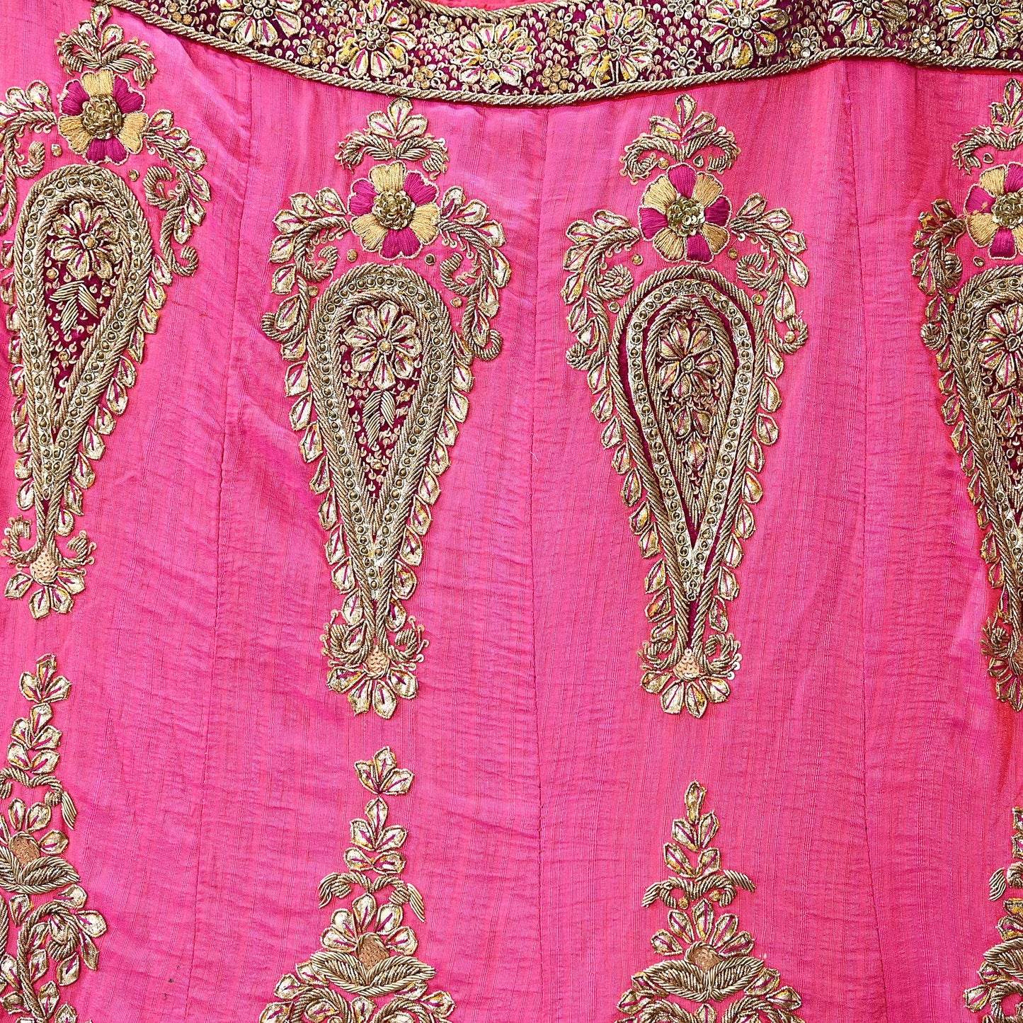 Indian Heavy Pink Hand Embroidered Semi Stitched Lehenga/Skirt Bridal Wear Zardozi/ Dabka Bollywood skirt party wear