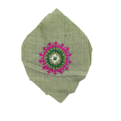 Indian Vintage Embroidered 10 Pcs Rare Appliques Saffron Pure silk Applique VERY OLD ANTIQUE Snippets Remnants Craft Journals