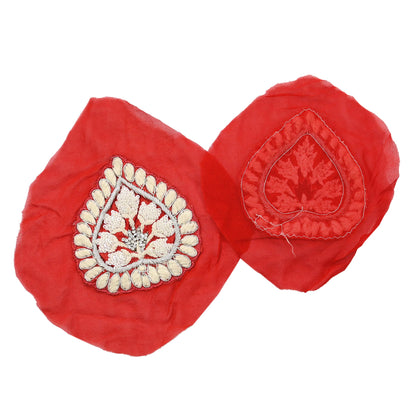 Indian Vintage Embroidered Orange Pure Georgette Silk set-3 Pcs Applique VERY OLD ANTIQUE Snippets Remnants Craft Journals