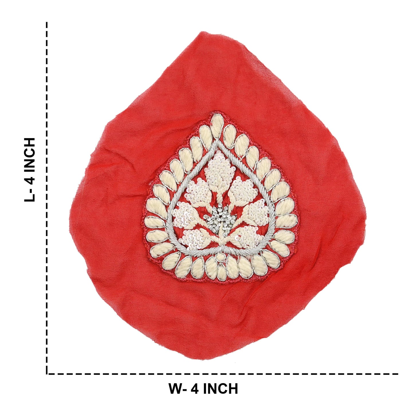 Indian Vintage Embroidered Orange Pure Georgette Silk set-3 Pcs Applique VERY OLD ANTIQUE Snippets Remnants Craft Journals