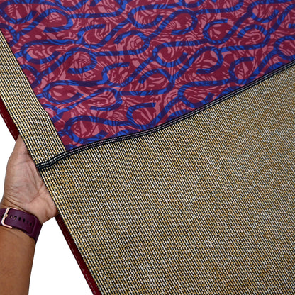 Indian Vintage Sari Pink & Blue Artificial silk Printed Sarees 5yd Craft Fabric Sewing Floral Soft Dress making Quilting Crafting Upcycle