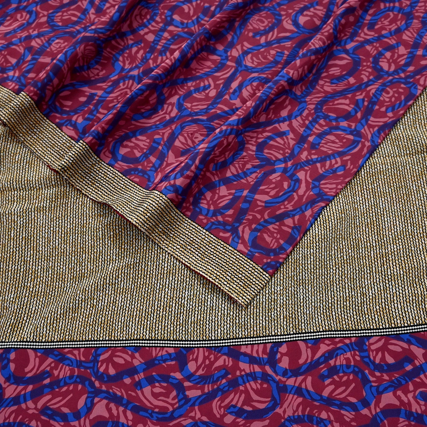 Indian Vintage Sari Pink & Blue Artificial silk Printed Sarees 5yd Craft Fabric Sewing Floral Soft Dress making Quilting Crafting Upcycle