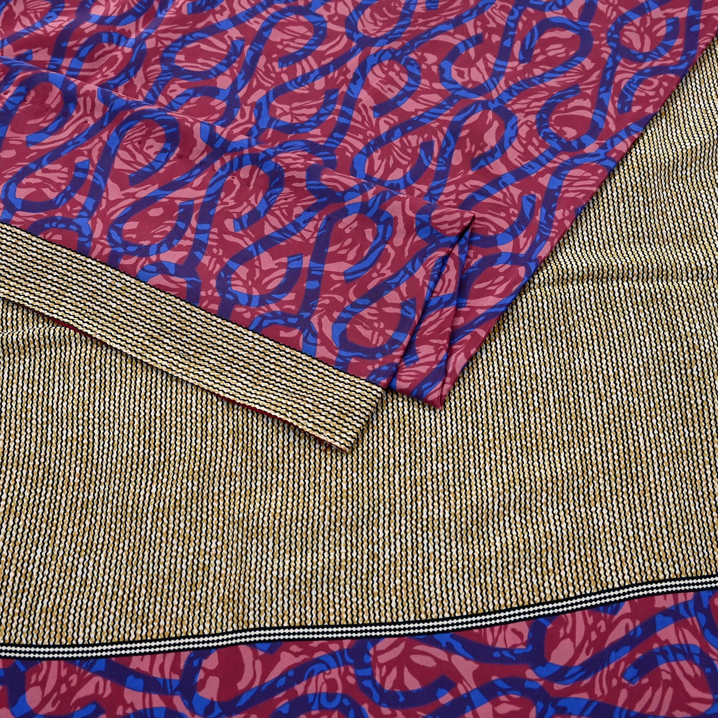 Indian Vintage Sari Pink & Blue Artificial silk Printed Sarees 5yd Craft Fabric Sewing Floral Soft Dress making Quilting Crafting Upcycle