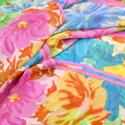 Women Vintage Sari Multi Pure Georgette Silk Printed Saree Craft Fabric Sewing 6Yard Soft Light Dress Making Floral Dress making Crafting