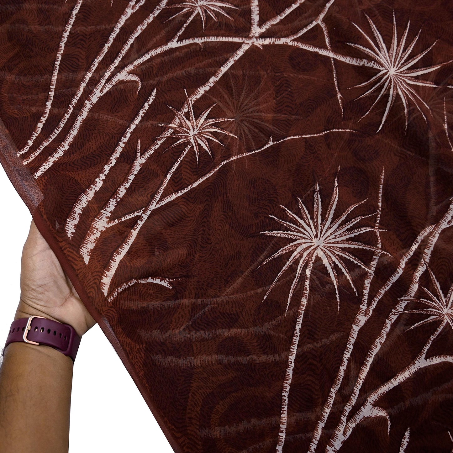 Indian Vintage Sari Maroon Pure Georgette Silk Printed Sarees 5Yd Craft Fabric Sewing Soft Light Dress Making/ Designing Quilting Crafting