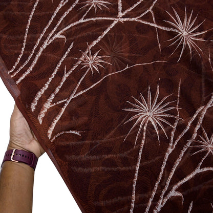 Indian Vintage Sari Maroon Pure Georgette Silk Printed Sarees 5Yd Craft Fabric Sewing Soft Light Dress Making/ Designing Quilting Crafting