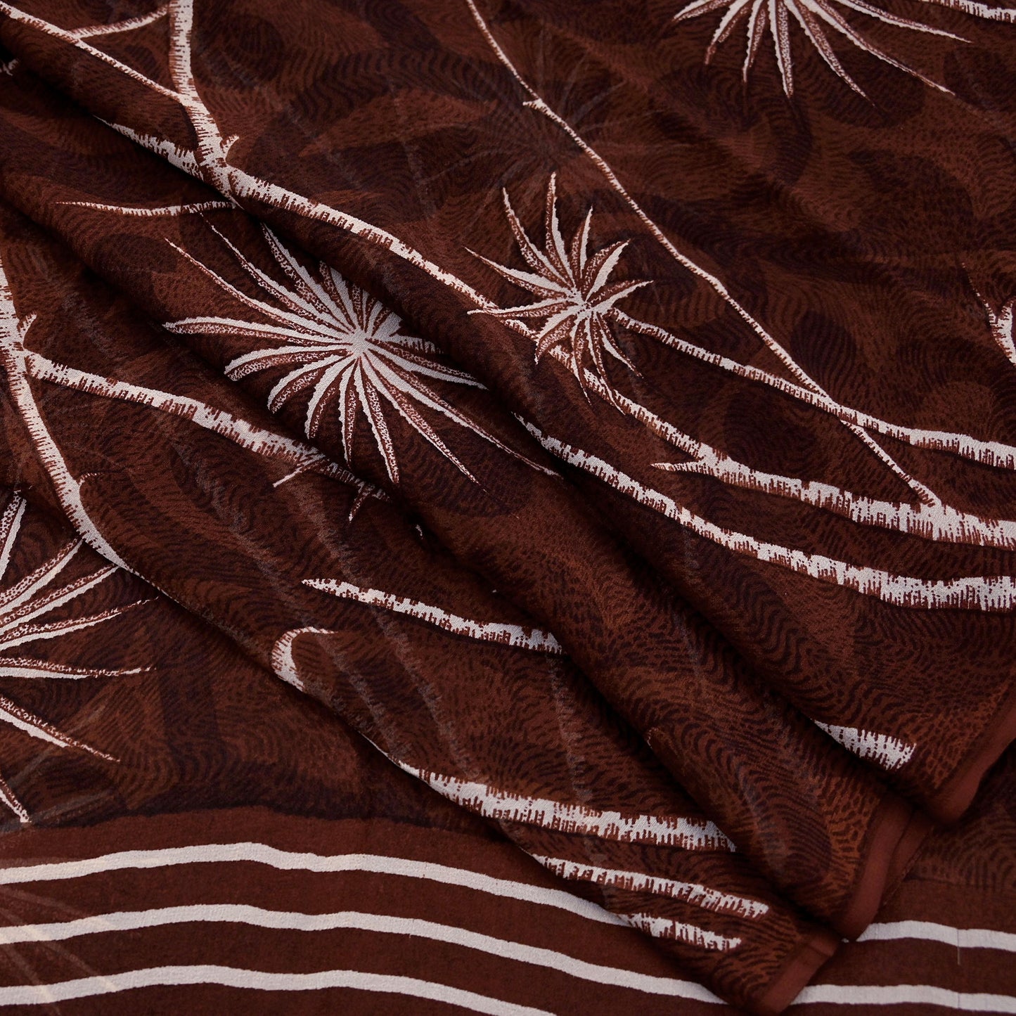 Indian Vintage Sari Maroon Pure Georgette Silk Printed Sarees 5Yd Craft Fabric Sewing Soft Light Dress Making/ Designing Quilting Crafting