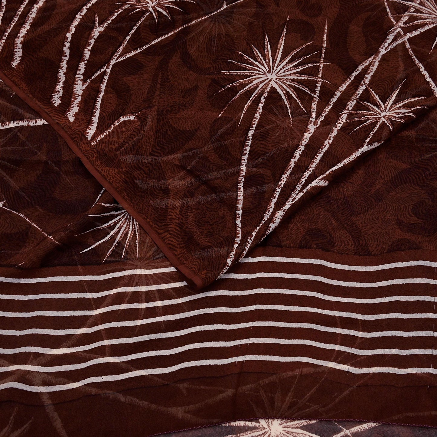 Indian Vintage Sari Maroon Pure Georgette Silk Printed Sarees 5Yd Craft Fabric Sewing Soft Light Dress Making/ Designing Quilting Crafting