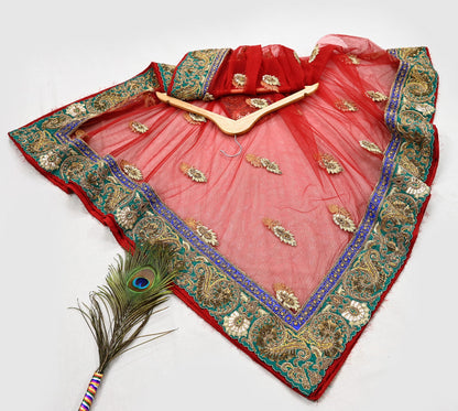 Indian Heavy Wedding Dupatta Red Net Long Stole Hand Embroidered By Designer Sabyasachi Scarves Zardozi Bridal Veil