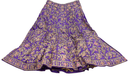 Indian Heavy Purple Hand Embroidered Semi Stitched Lehenga/Skirt Bridal Wear Zardozi/ Dabka Bollywood skirt party wear