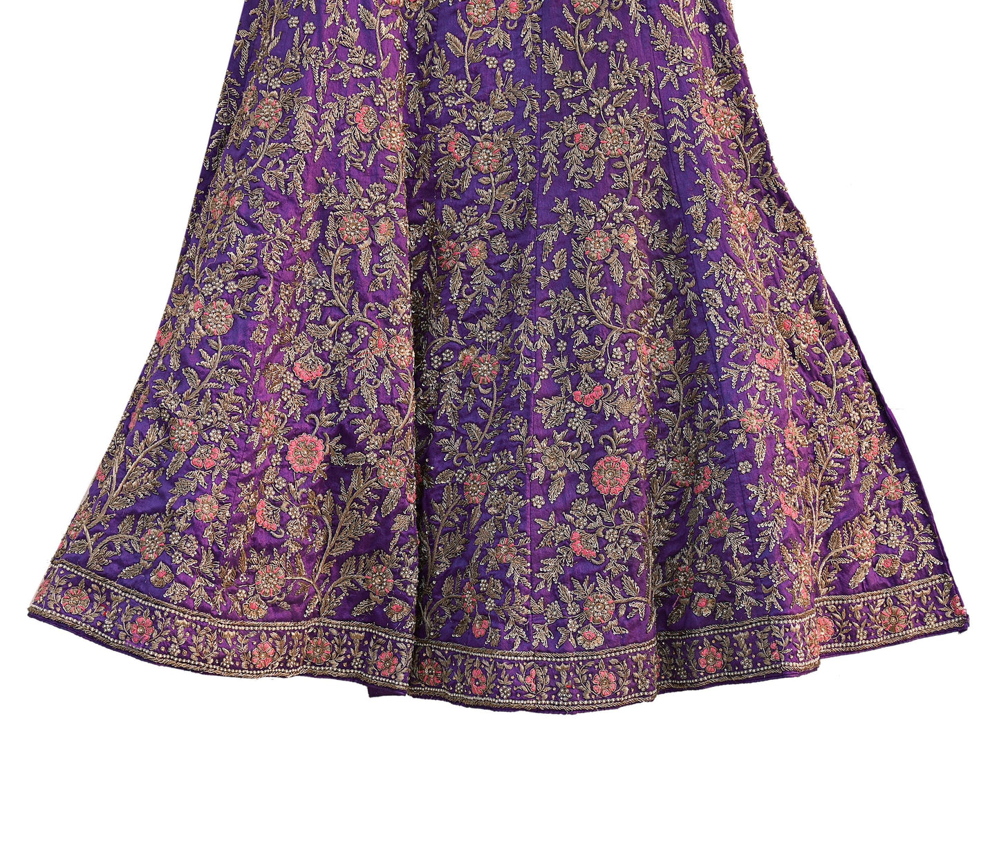Indian Heavy Purple Hand Embroidered Semi Stitched Lehenga/Skirt Bridal Wear Zardozi/ Dabka Bollywood skirt party wear