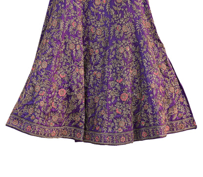 Indian Heavy Purple Hand Embroidered Semi Stitched Lehenga/Skirt Bridal Wear Zardozi/ Dabka Bollywood skirt party wear