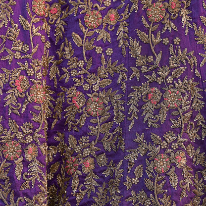 Indian Heavy Purple Hand Embroidered Semi Stitched Lehenga/Skirt Bridal Wear Zardozi/ Dabka Bollywood skirt party wear