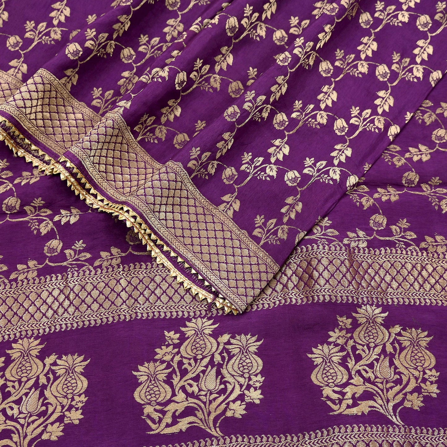 Indian Vintage Purple Dupatta Long Stole Blend silk Woven Banarasi Scarves Veil Scarf Wrap Hippie Boho Soft Floral