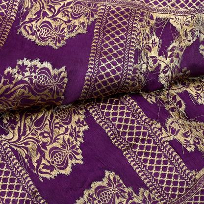 Indian Vintage Purple Dupatta Long Stole Blend silk Woven Banarasi Scarves Veil Scarf Wrap Hippie Boho Soft Floral