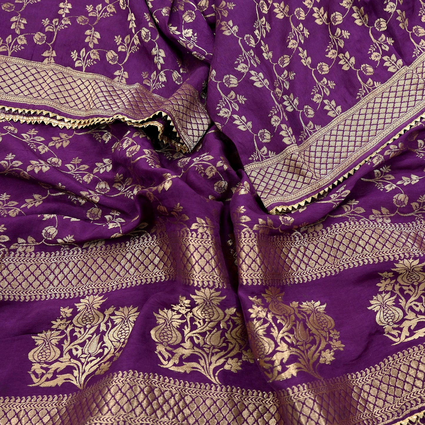 Indian Vintage Purple Dupatta Long Stole Blend silk Woven Banarasi Scarves Veil Scarf Wrap Hippie Boho Soft Floral