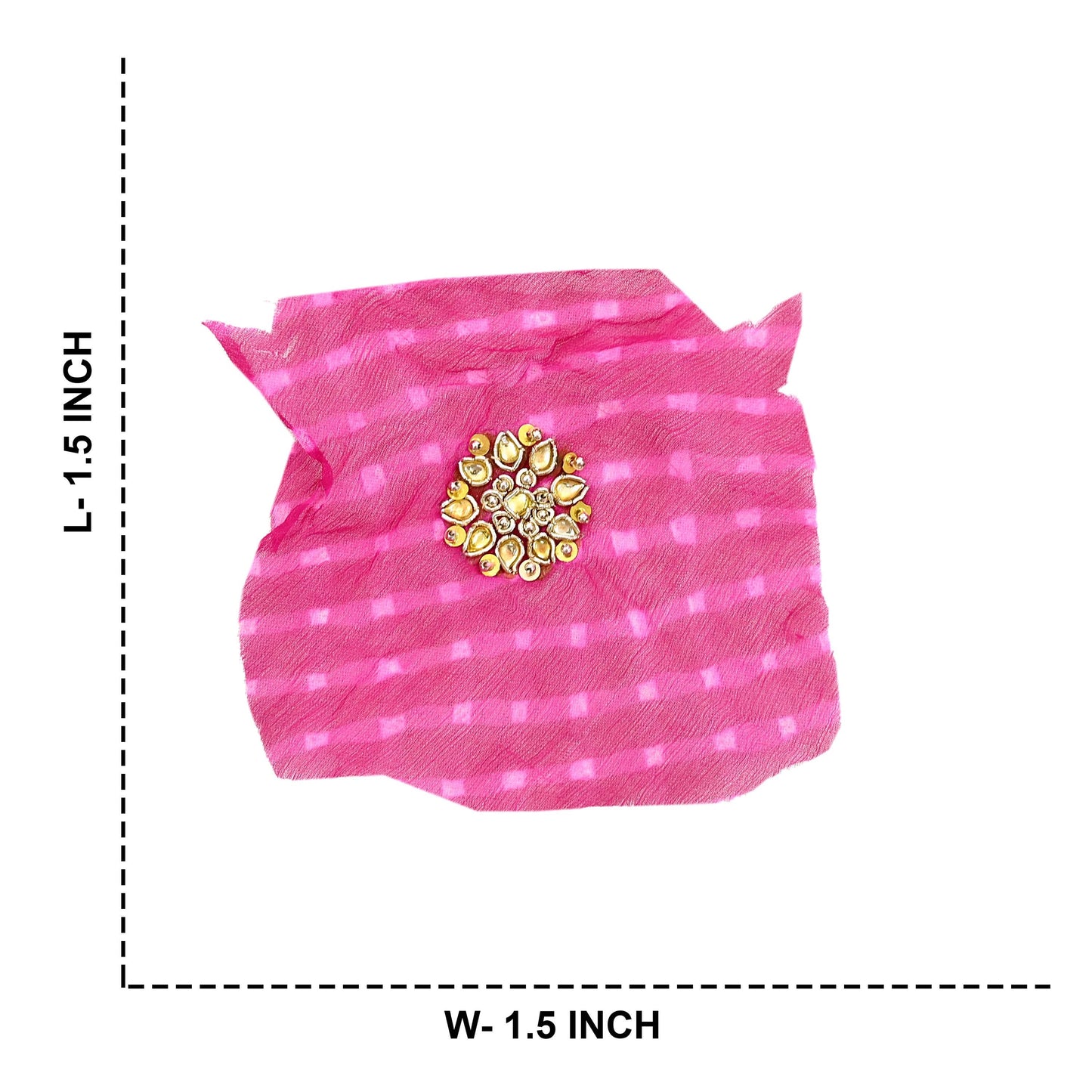 Indian Vintage Magenta Pure Chiffon Silk Appliques  Set of 8 | Hand-Embroidered bandhani Floral Patches Zardozi, for Craft, Journals