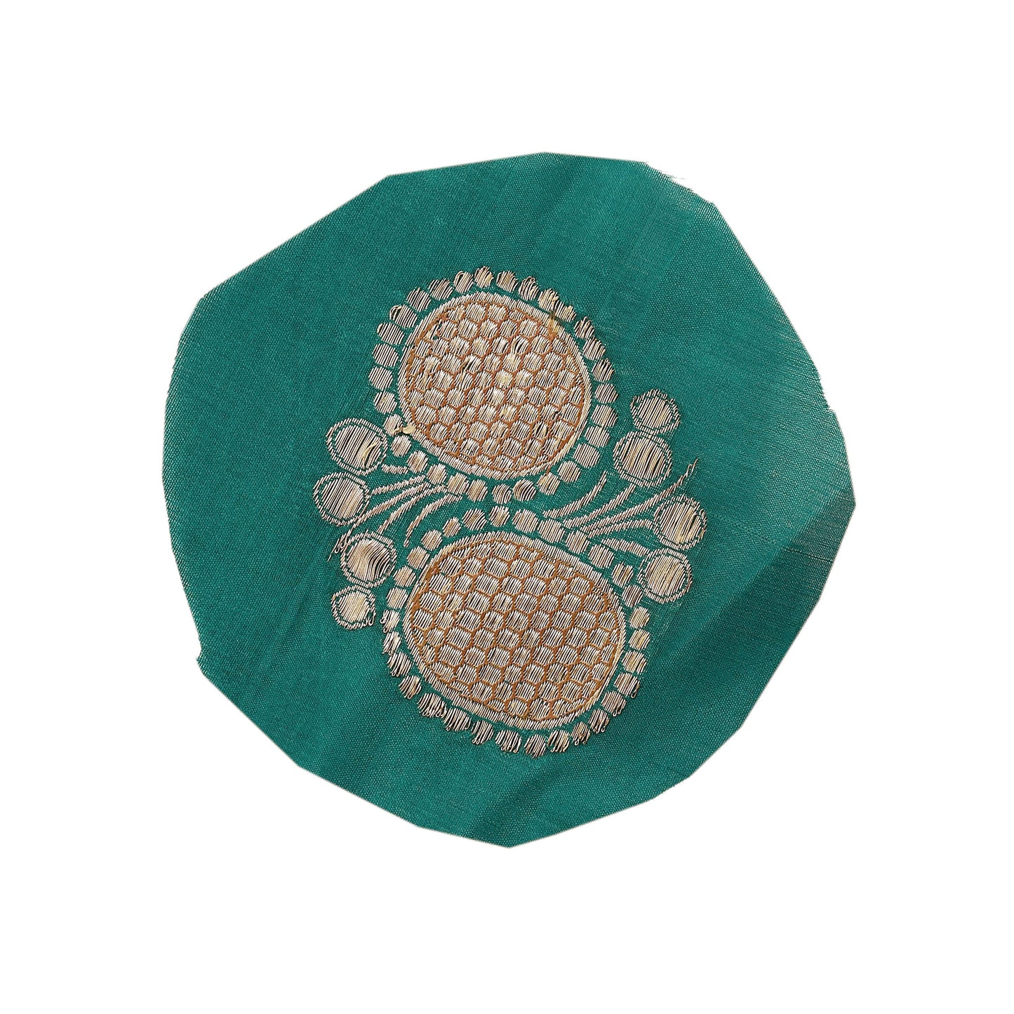 Vintage Green Pure Silk Hand Woven banarasi Rare Applique- set of 10 VERY OLD ANTIQUE  Snippets Remnants Craft Journals