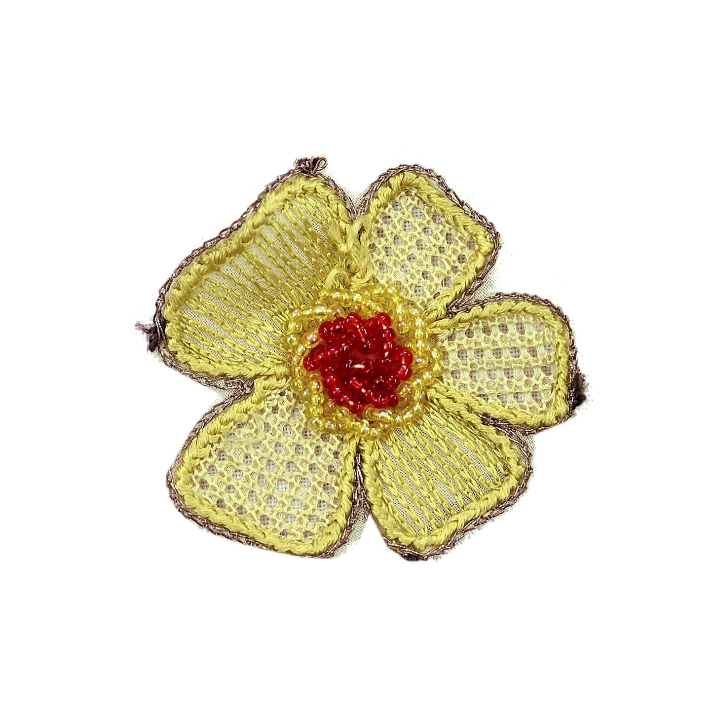 Indian Vintage Yellow pure Georgette Silk Rare Appliques - set of 10 Embroidered VERY OLD ANTIQUE Snippets Remnants Craft Journals