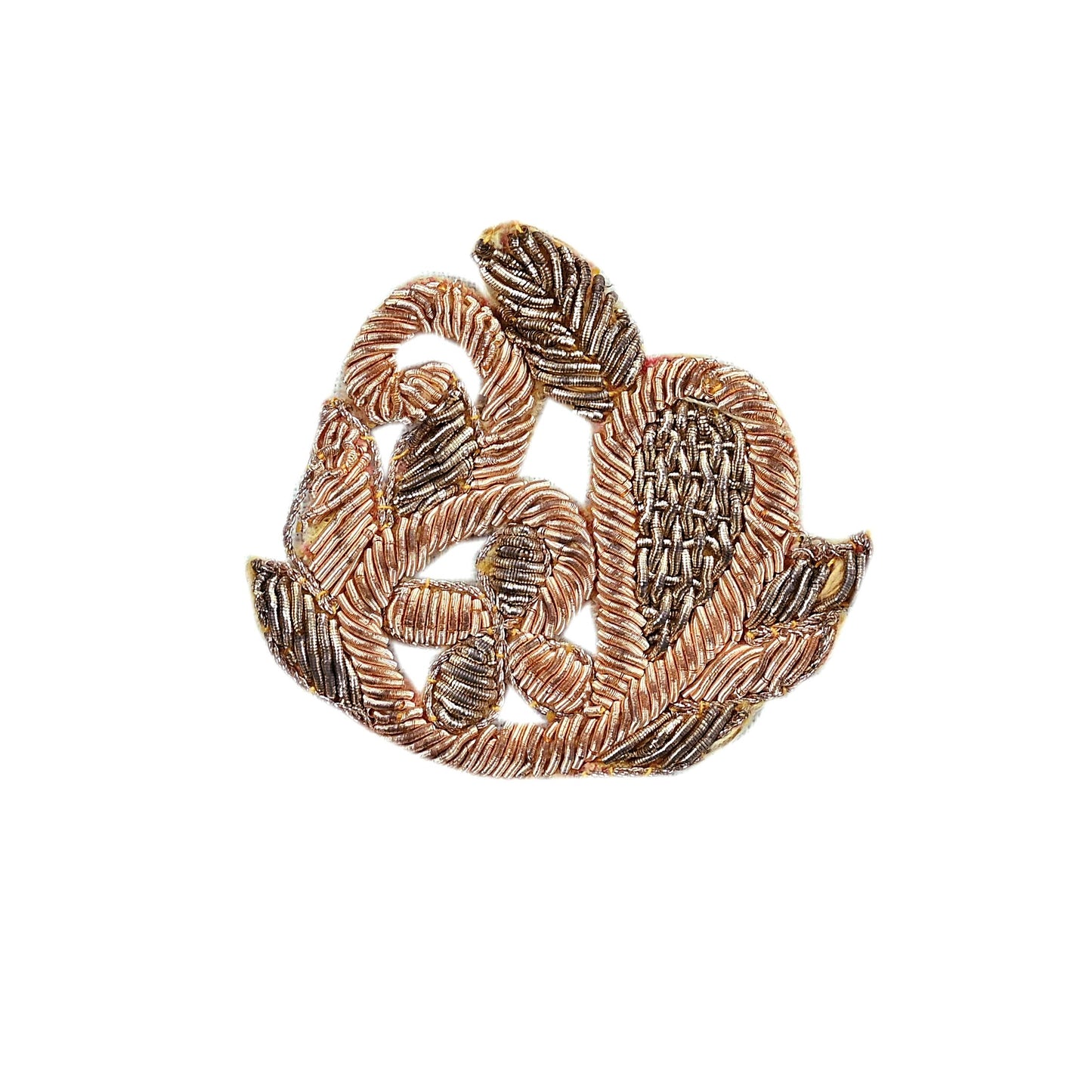 Indian Vintage Golden Cotton Appliques  Set of 5 | Hand-Embroidered Floral Patches with Zardozi, Dabka, for Craft, Journals