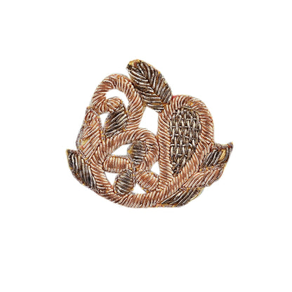 Indian Vintage Golden Cotton Appliques  Set of 5 | Hand-Embroidered Floral Patches with Zardozi, Dabka, for Craft, Journals