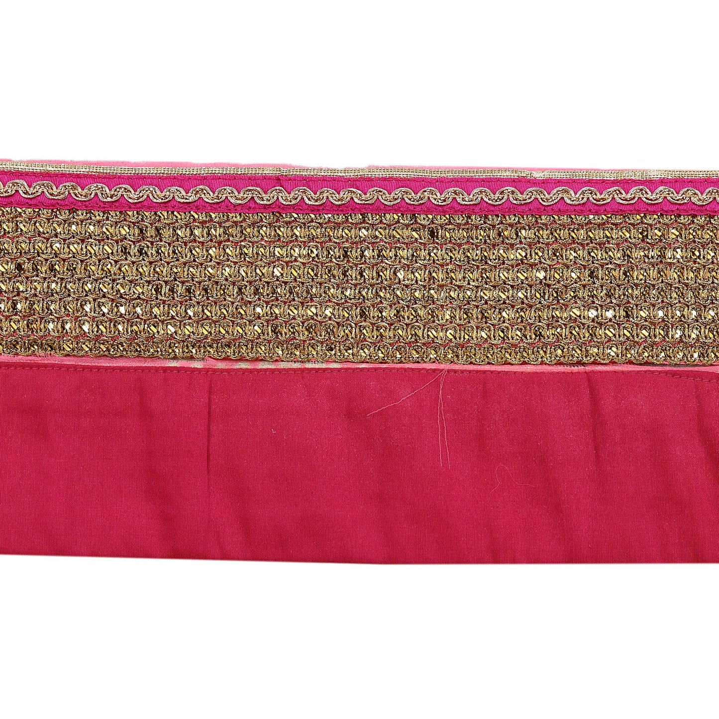Indian Vintage Golden & Pink Saree Border Hand Embroidered 1yd Craft Trim Lace Sewing Sari Ribbon chanderi