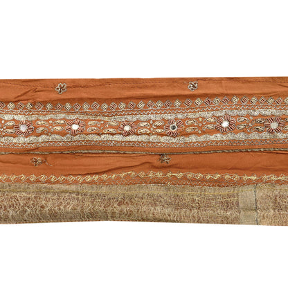 Indian Vintage Sari Border Pure Satin Silk Hand Embroidered 1yd Craft Trim Lace Sewing Sari Ribbon Recycled Dress making Zardozi