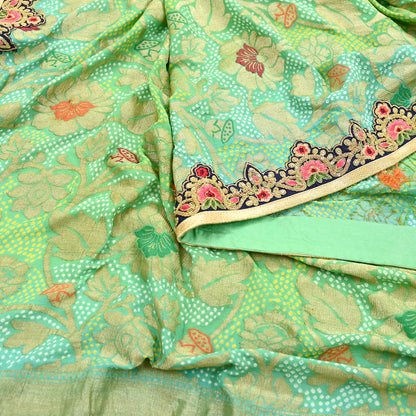 Indian Vintage Heavy Green Pure georgette silk Hand Embroidered Bandhani Dupatta Designer By Anamika Khanna Bridal Wear Veil Hijab
