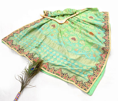 Indian Vintage Heavy Green Pure georgette silk Hand Embroidered Bandhani Dupatta Designer By Anamika Khanna Bridal Wear Veil Hijab
