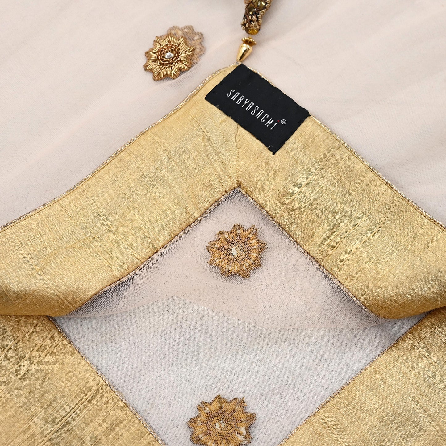 Indian Vintage Heavy Dupatta Blue Net Long Stole Hand Embroidered By Designer Sabyasachi Scarves Zardozi Bridal Veil