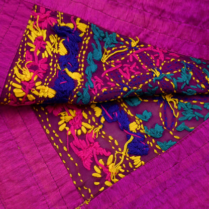 Indian Vintage Dupatta Purple Long Stole Blend Georgette Hand Embroidered Phulkari Stole Scarves Party wear